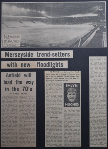New flloodlights - Anfield will lead the way in the 70's